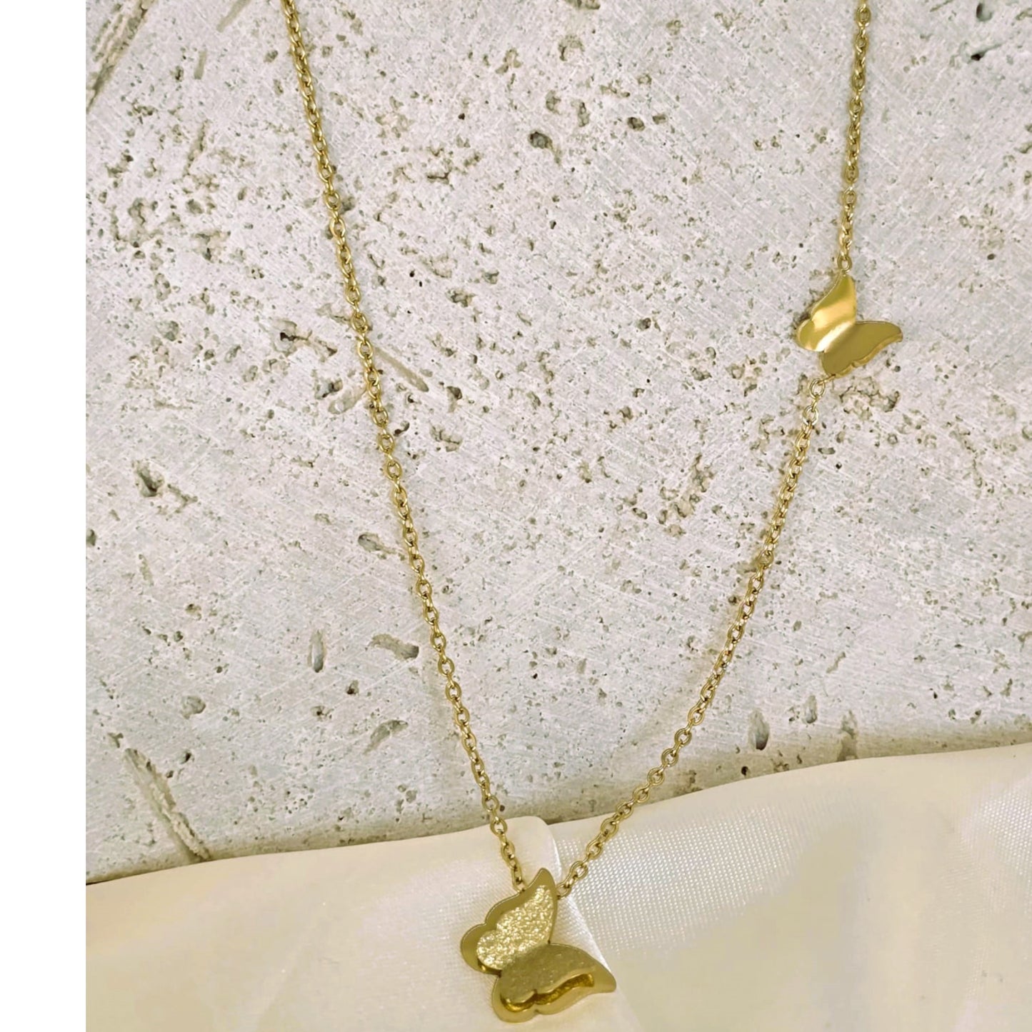 18K Gold-Plated Butterfly Necklace & Earrings Set for Women, Elegant Gift