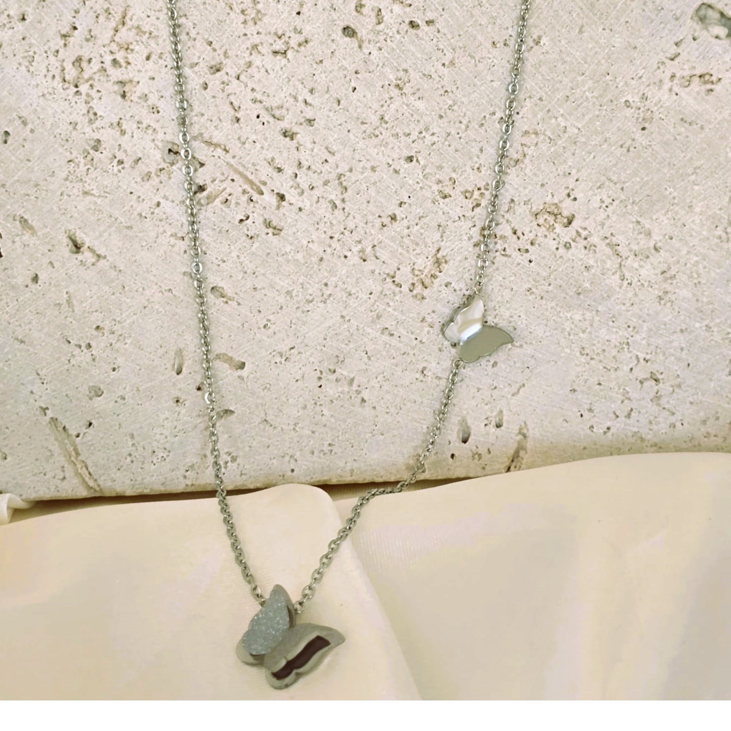 White Gold-Filled Butterfly Necklace & Earrings Set for Women, Elegant Gift