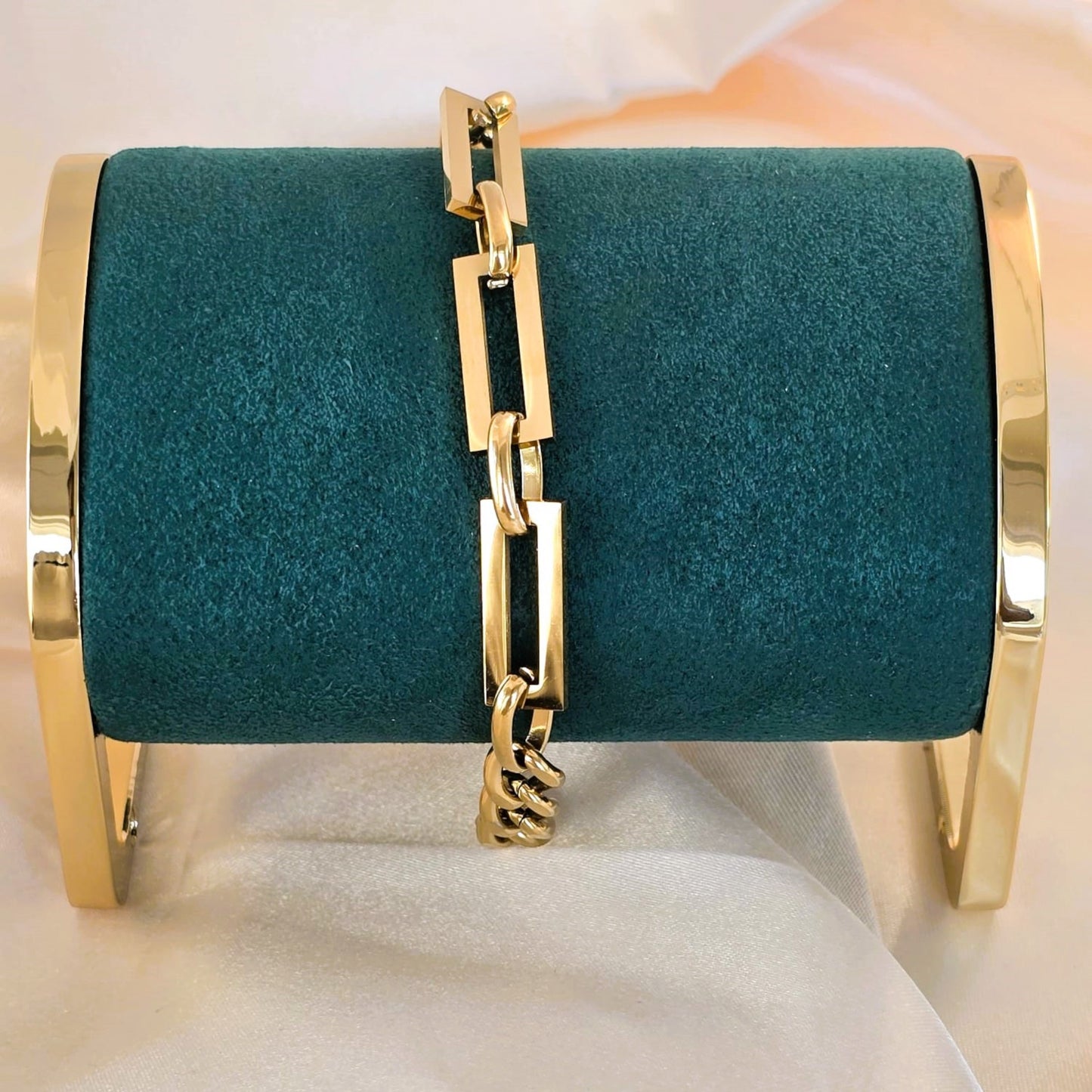 18K Gold-Filled Link Chain Bracelet Necklace Set for Women Classic Gift
