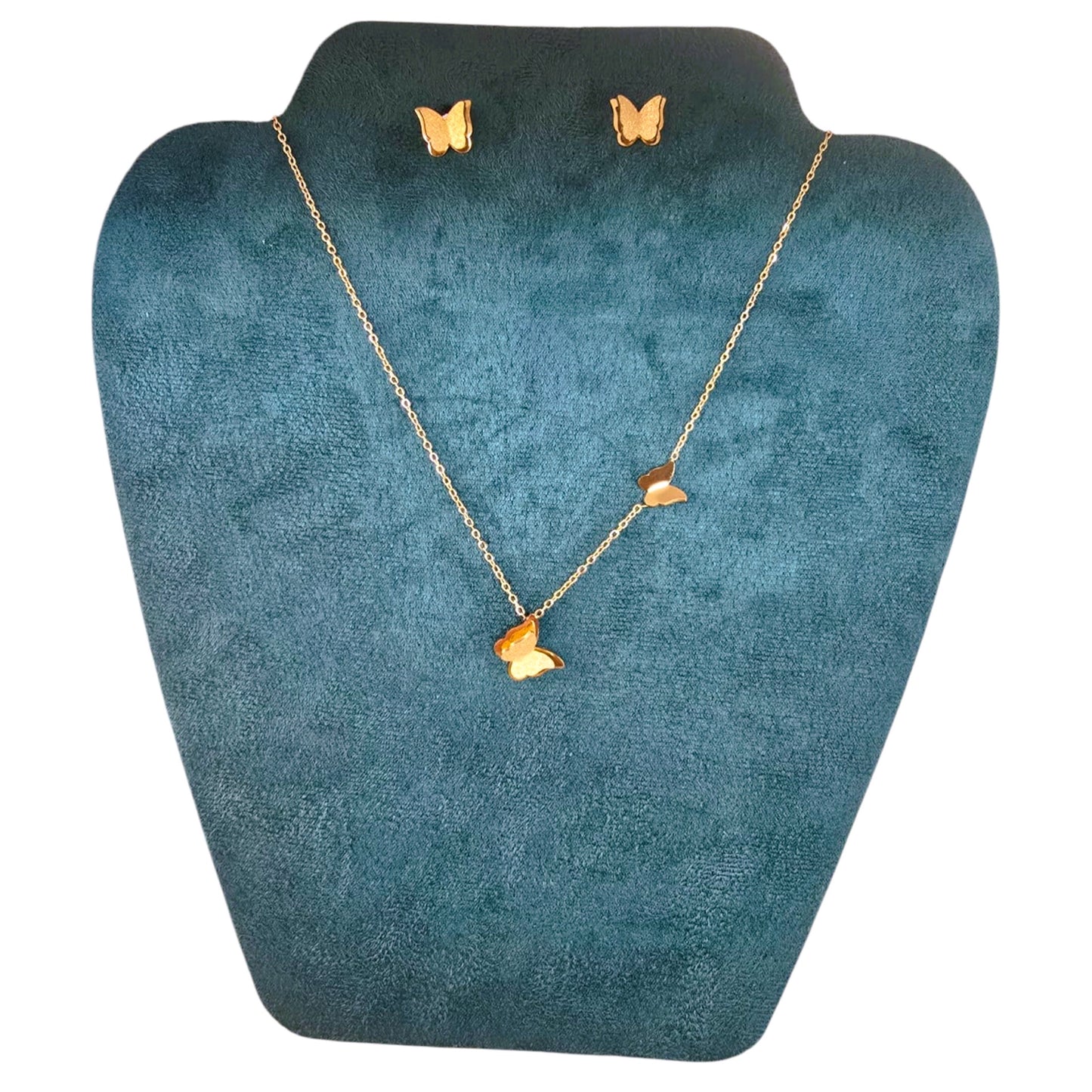 18K Gold-Plated Butterfly Necklace & Earrings Set for Women, Elegant Gift