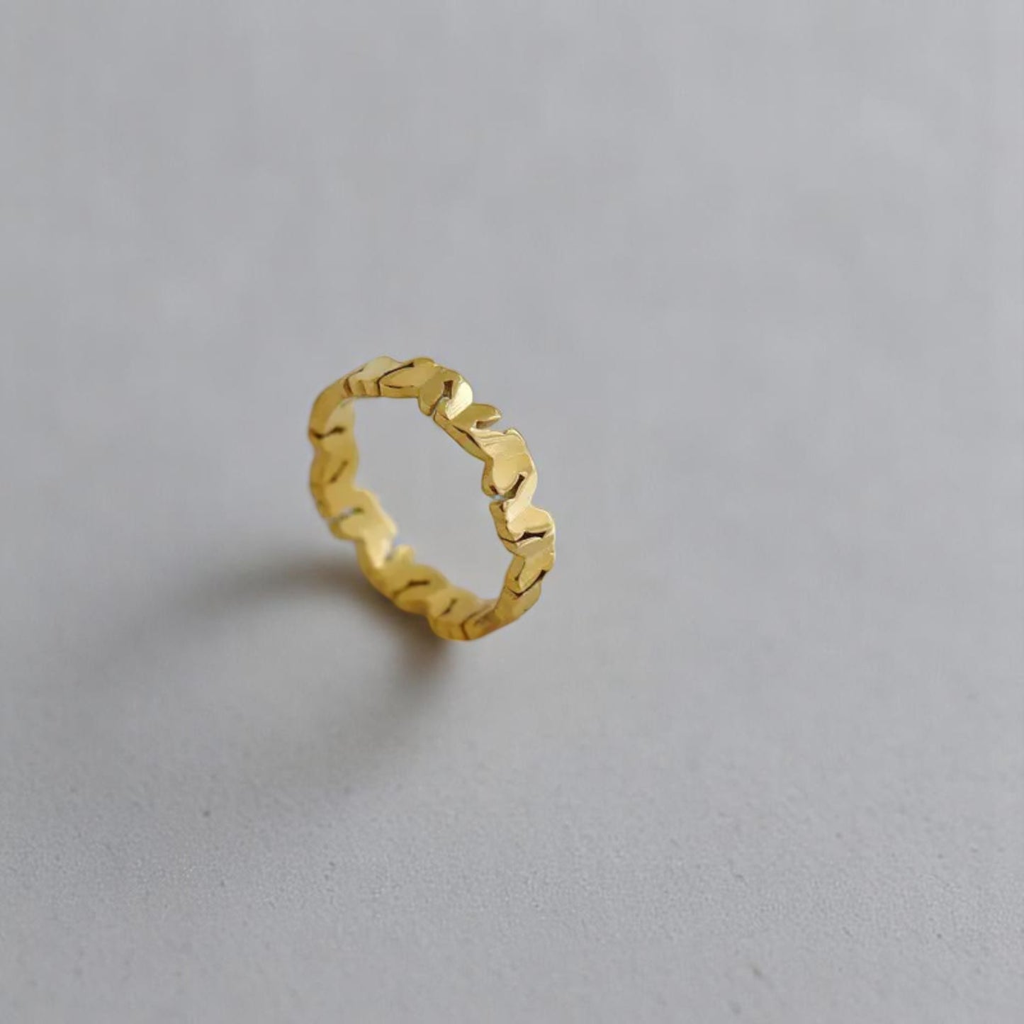 18K Yellow Gold Plated Non-Tarnish Butterfly Band Ring for Women