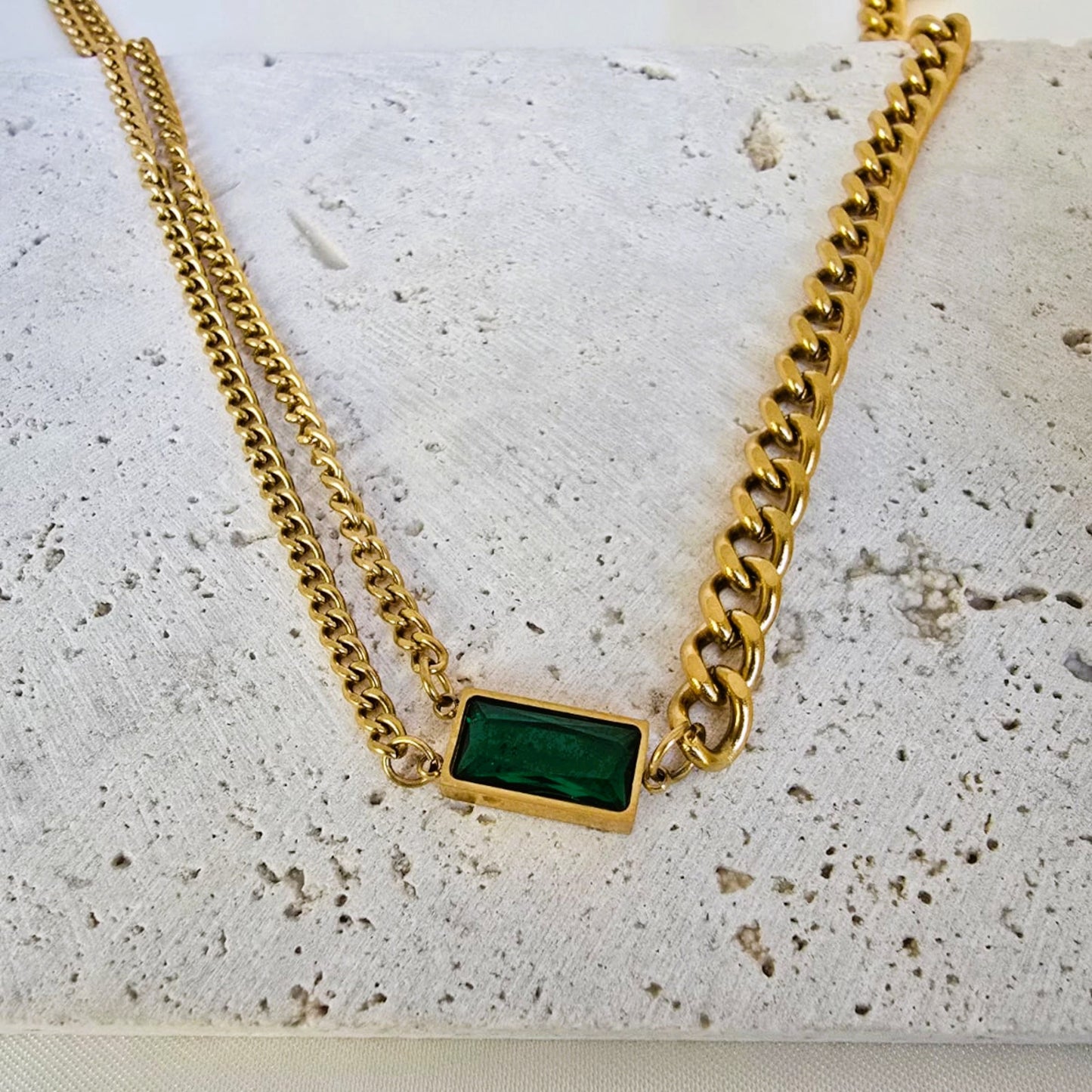18K Gold-Plated Jewelry Set Green Zircon Earrings & Bracelet Women Gift