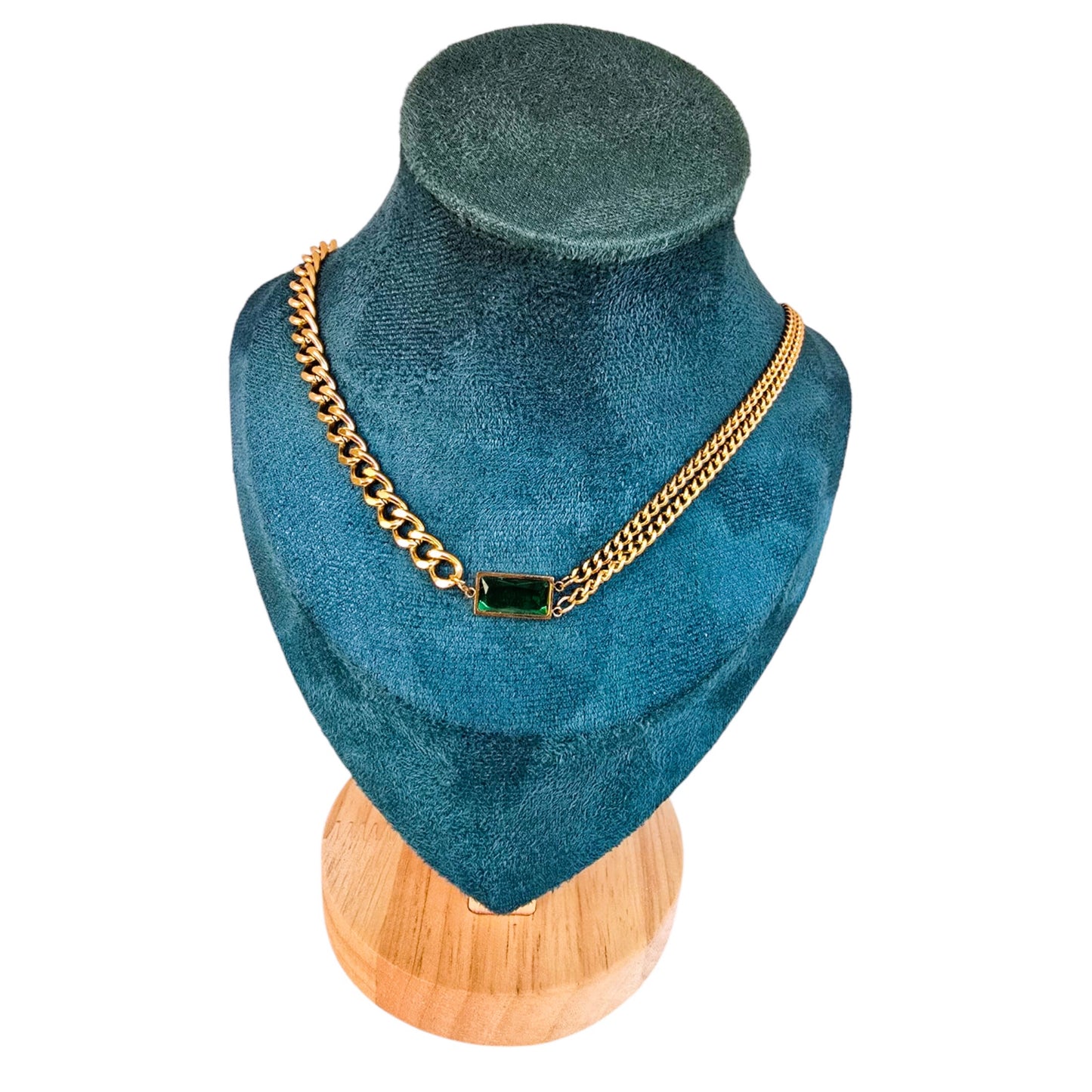 18K Gold-Plated Jewelry Set Green Zircon Earrings & Bracelet Women Gift