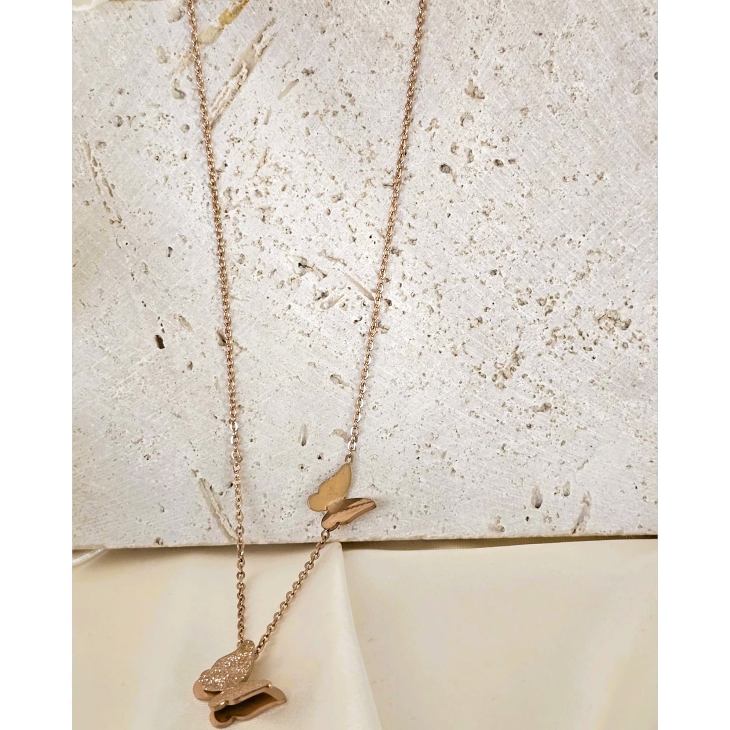 White Gold-Filled Butterfly Necklace & Earrings Set for Women, Elegant Gift