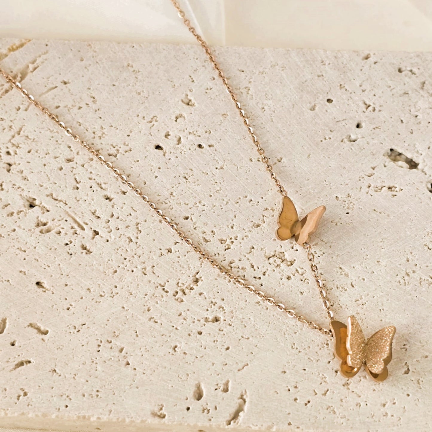 White Gold-Filled Butterfly Necklace & Earrings Set for Women, Elegant Gift