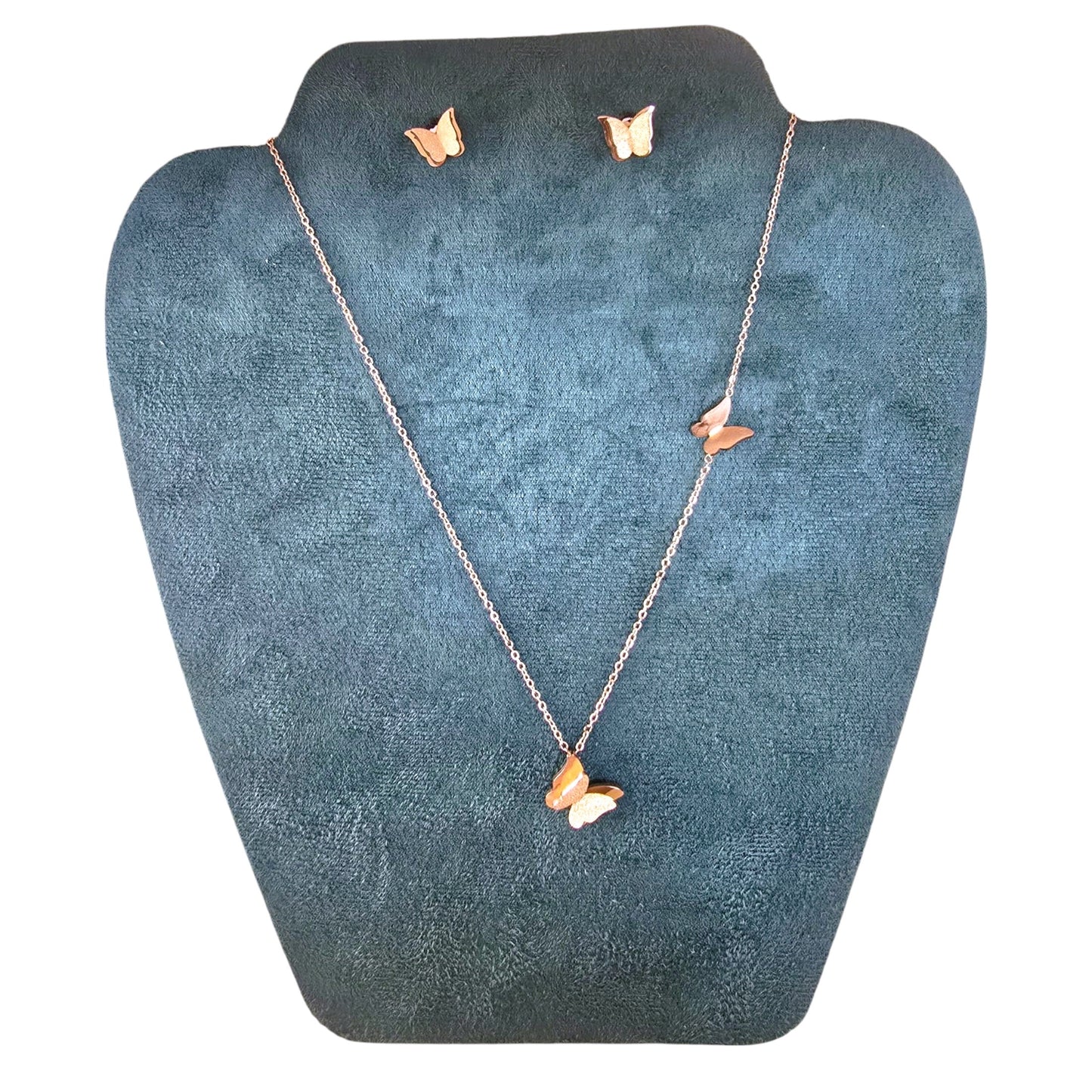 White Gold-Filled Butterfly Necklace & Earrings Set for Women, Elegant Gift