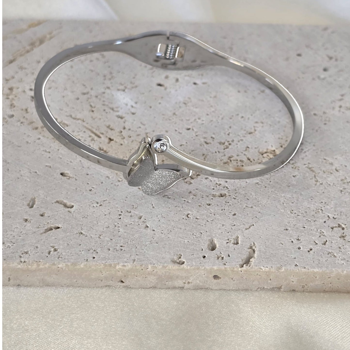 White Gold-Plated Butterfly Charm Bracelet for Women & Girls – 7"
