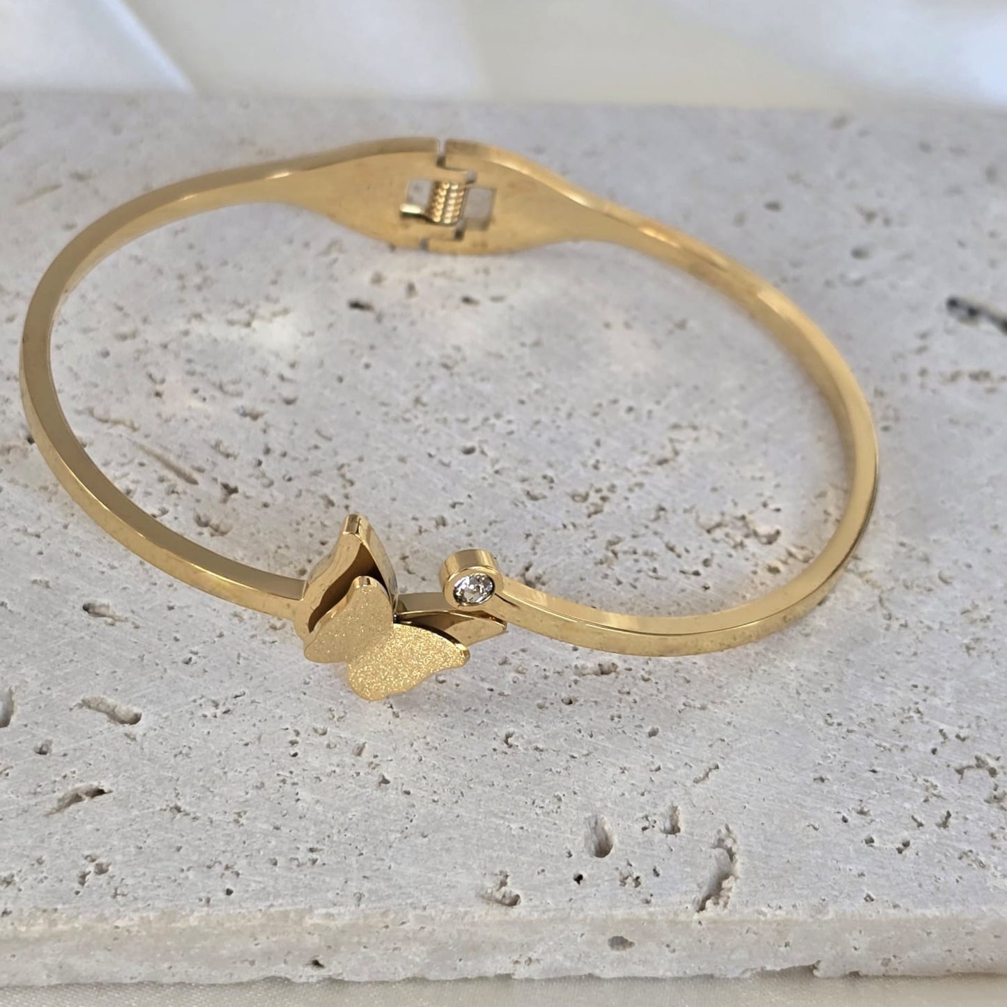 White Gold-Plated Butterfly Charm Bracelet for Women & Girls – 7"
