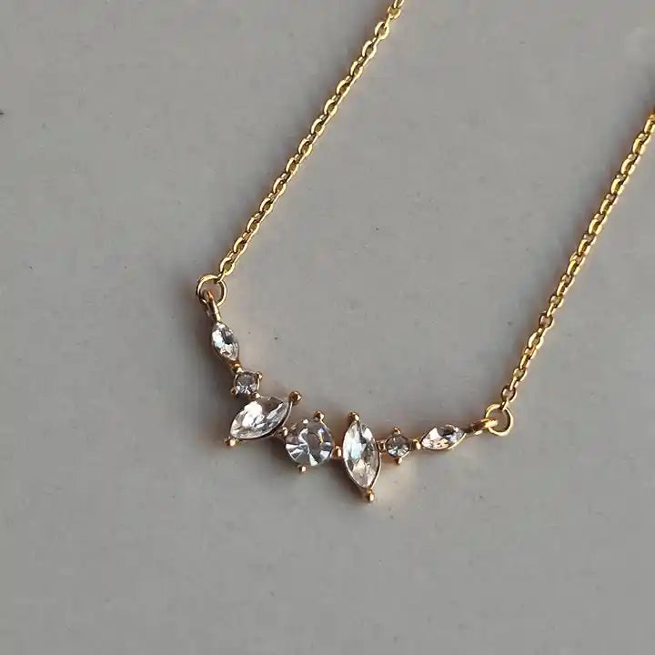 18K GOLD OVER  STAINLESS STEEL DIAMOND NECKLACE