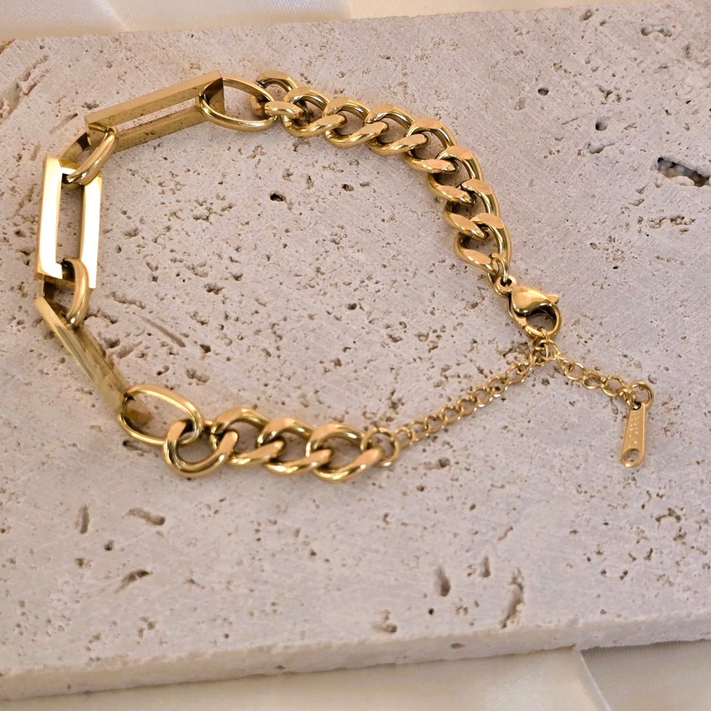 18K Gold-Filled Link Chain Bracelet Necklace Set for Women Classic Gift