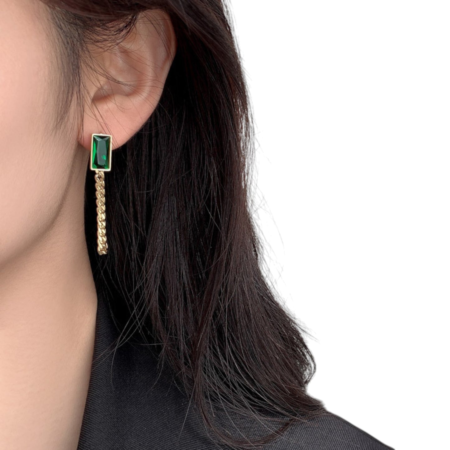 18K Gold-Filled Jewelry Set Green Zircon Earrings & Bracelet Women Gift