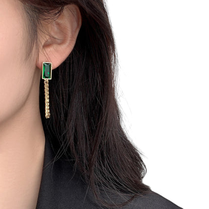 18K Gold-Filled Jewelry Set Green Zircon Earrings & Bracelet Women Gift