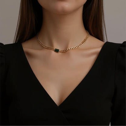 18K Gold-Filled Jewelry Set Green Zircon Earrings & Bracelet Women Gift