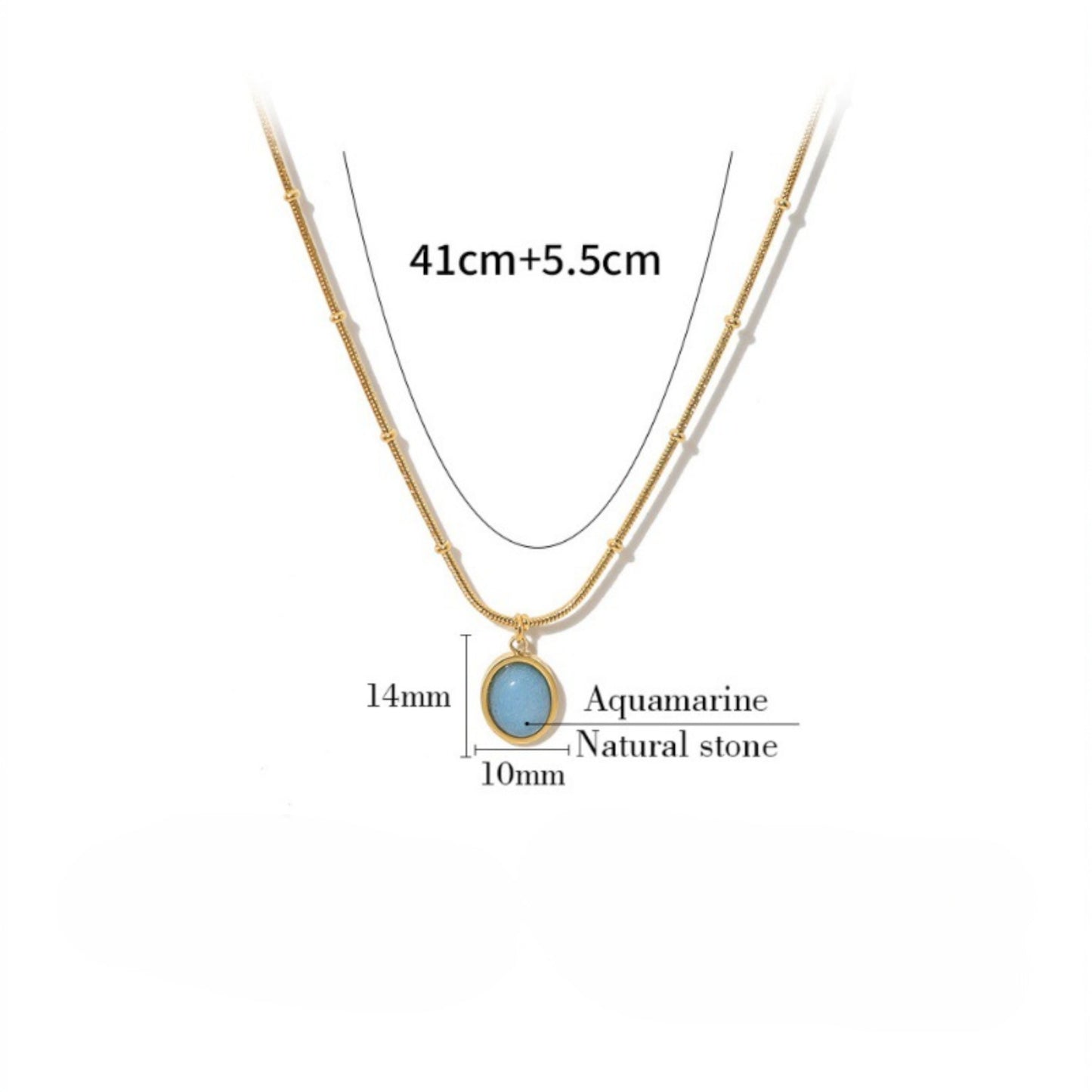 18K Gold Filled Blue Shell Pendant Necklace Women’s Station Chain 18"