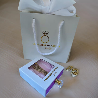 18K Gold-Filled Link Chain Bracelet Necklace Set for Women Classic Gift