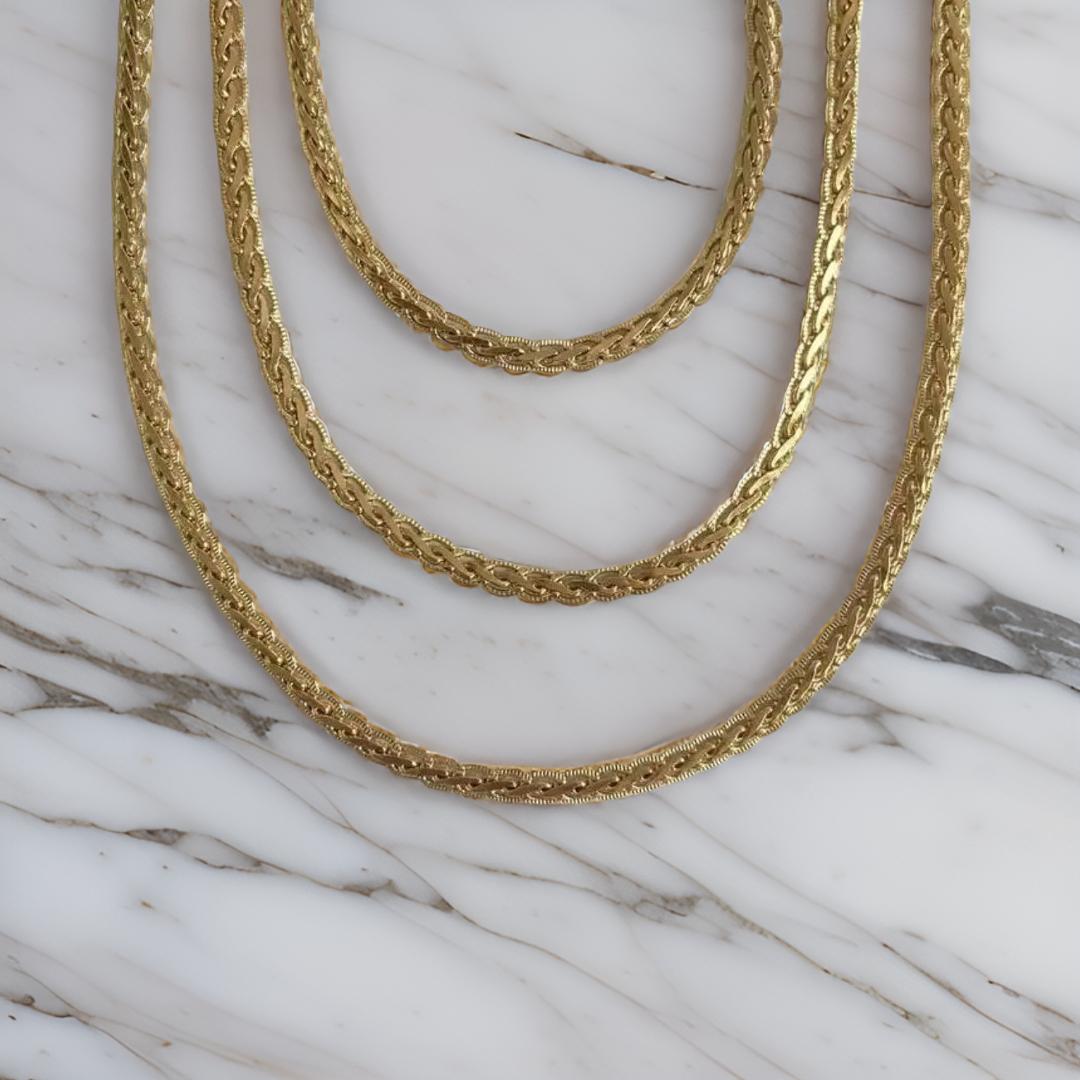 18K GOLD OVER STAINLESS STEEL BRAIDED NECKLACE CHAIN