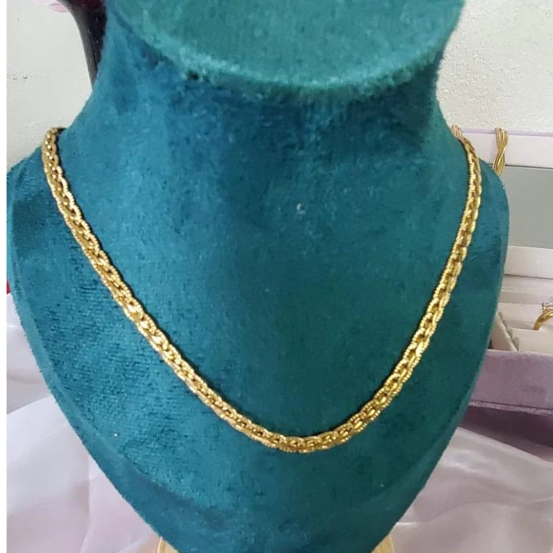 18K GOLD OVER STAINLESS STEEL BRAIDED NECKLACE CHAIN