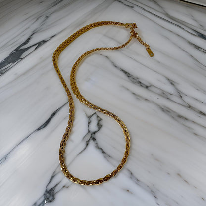 18K GOLD OVER STAINLESS STEEL BRAIDED NECKLACE CHAIN